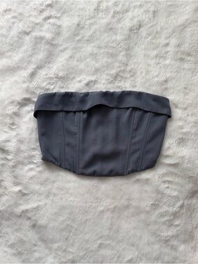 Tenshoppe Strapless Blue Gray Corset Top